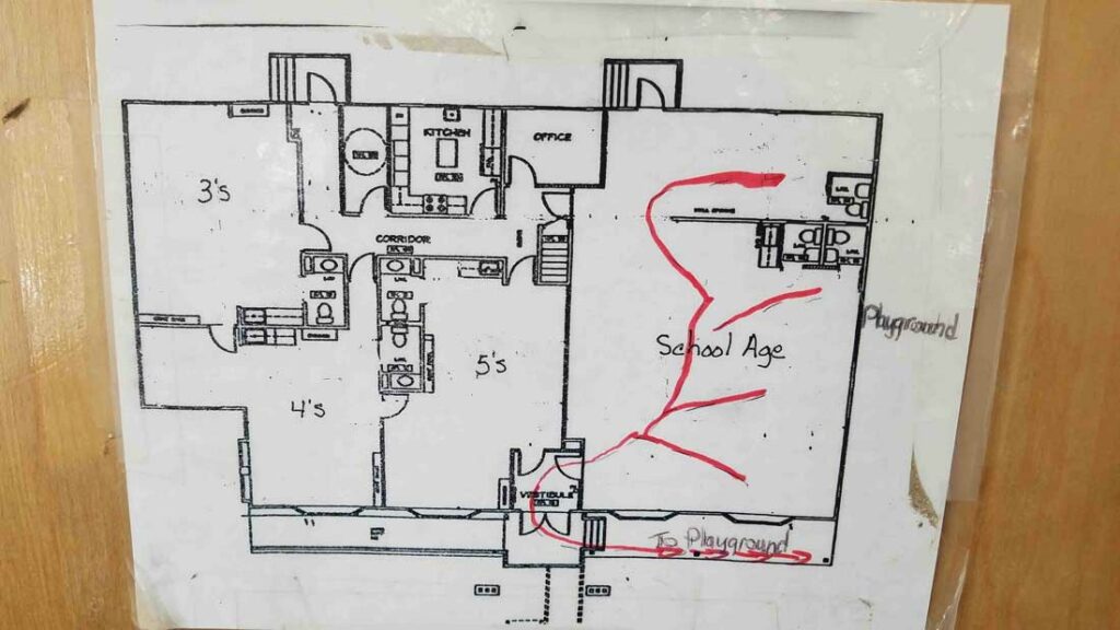 Floor plan with evacuation route