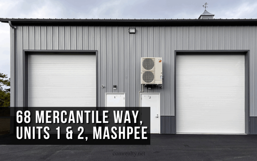 Exterior photo of overhead doors at 68 Mercantile Way.